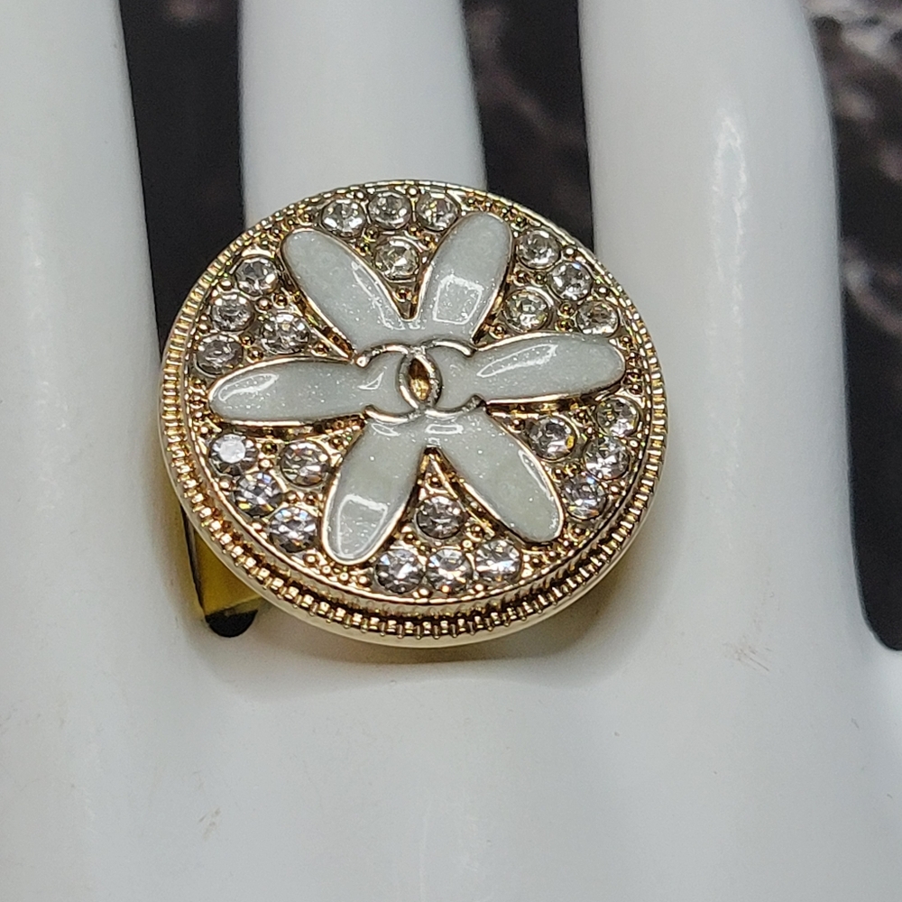 Chanel Button, Adjustable, Chunky Statement Ring,… - image 3